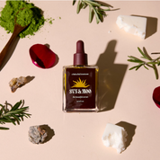 A bottle of bakuchiol serum placed beside natural skincare ingredients, highlighting a gentle, plant-based alternative to Botox® for youthful skin.